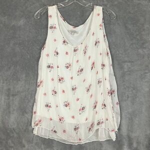 Via Signoria Tank Top Womens‎ S 100% Silk Floral Made in Italy Layered Delicate